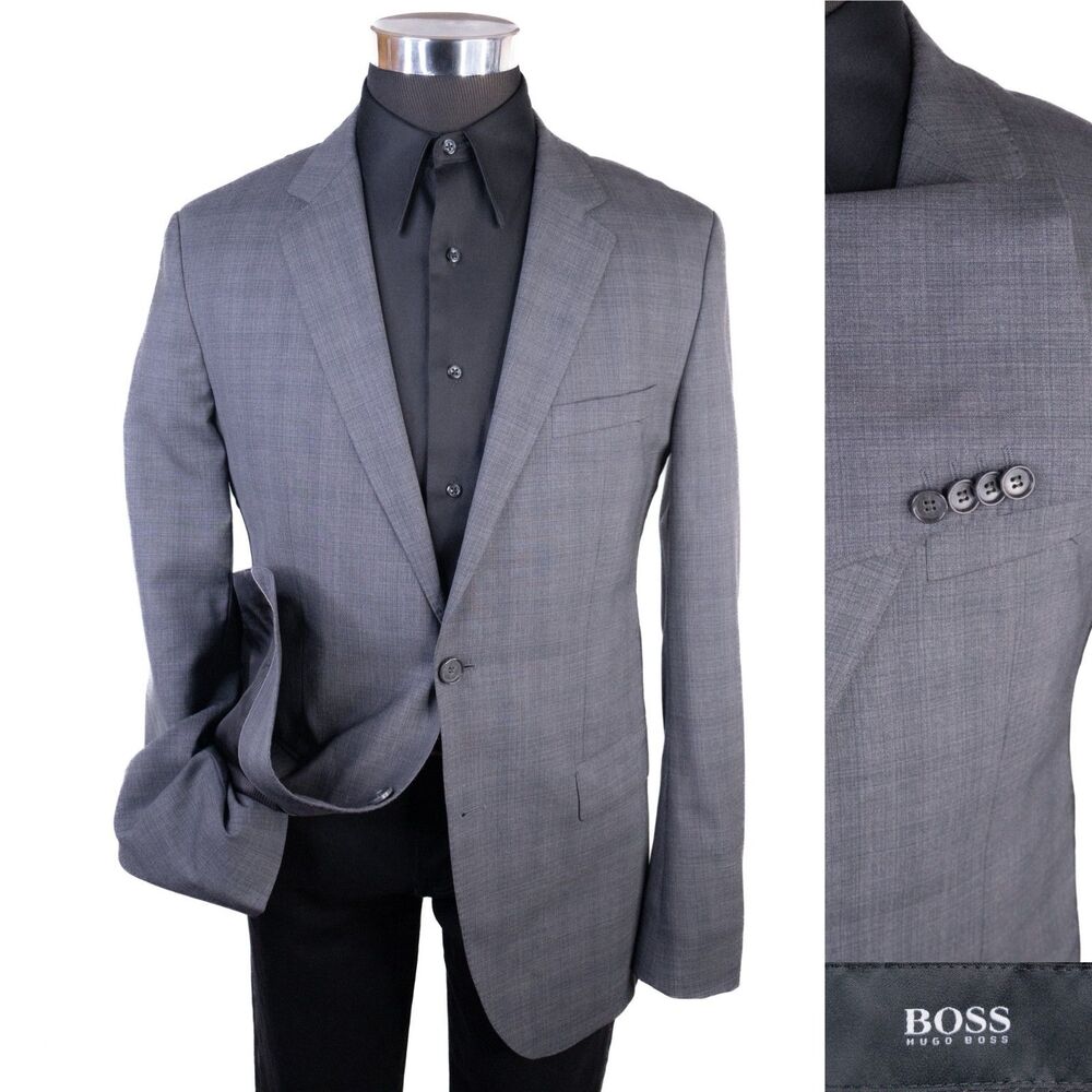 BOSS Hugo Boss The James Sport Coat Jacket Blazer Sz 40L Two Button Wool Gray